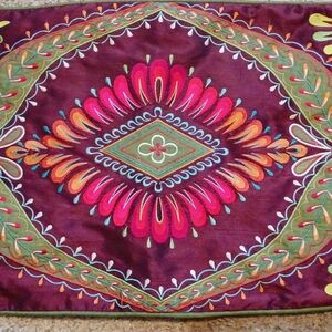 Pier 1 Multicolor Silk Embroidered Cushion Cover